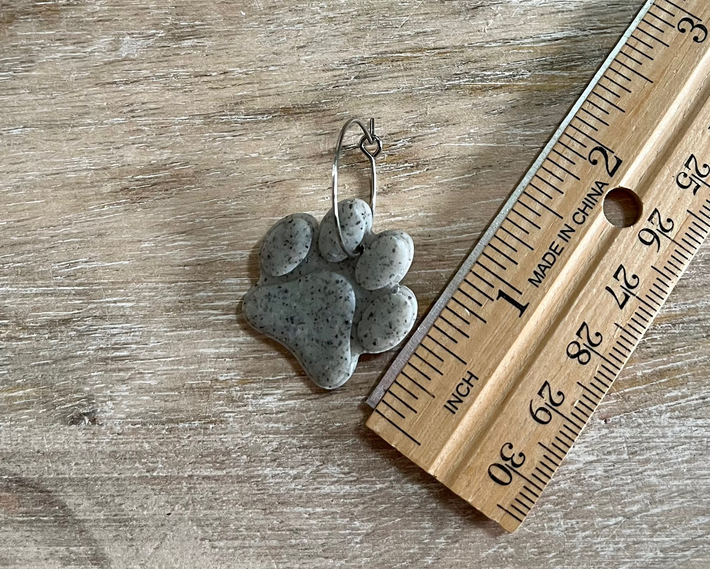 Gray and Black Speck Large Paw Hoops