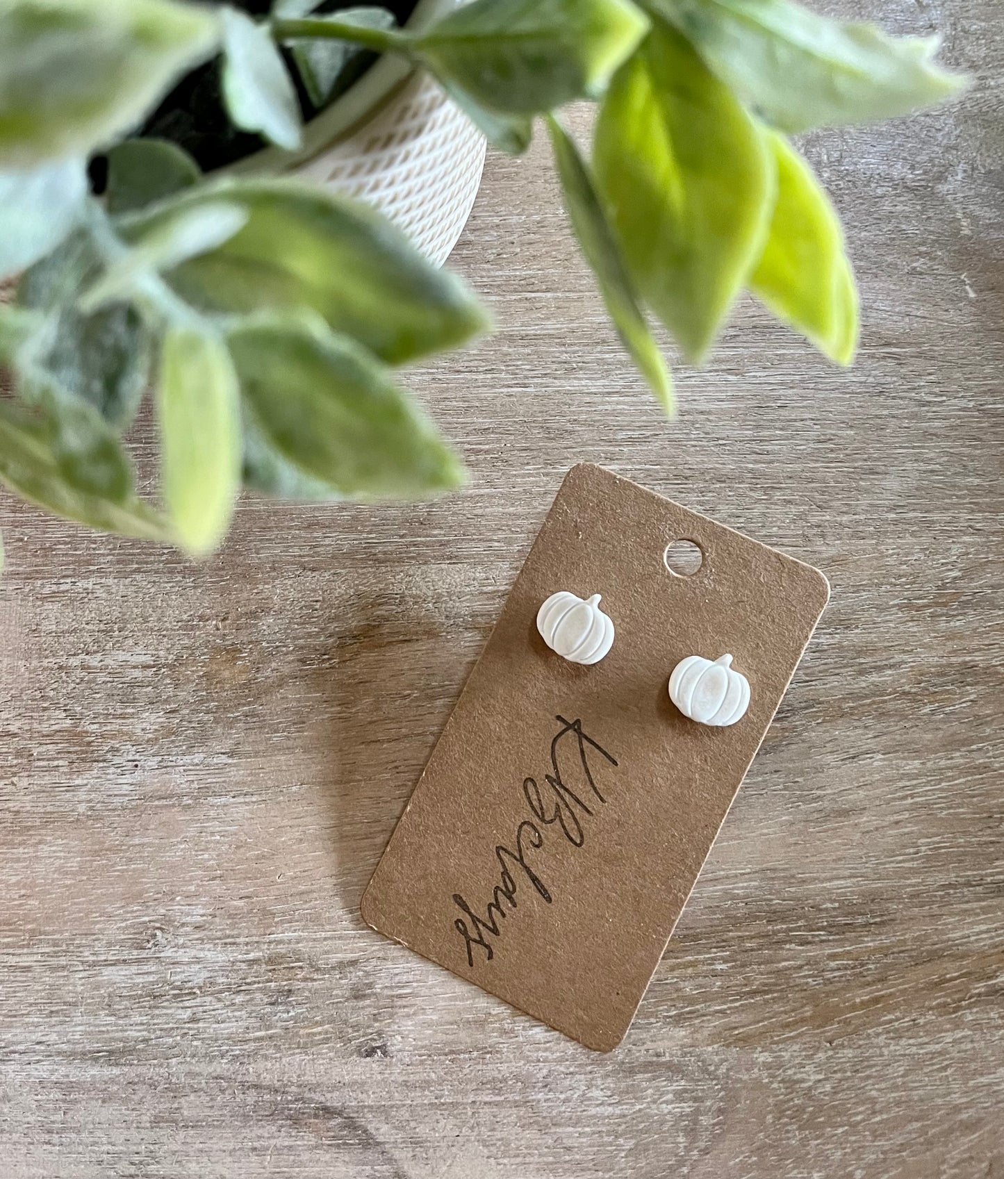 White Small Pumpkin Studs