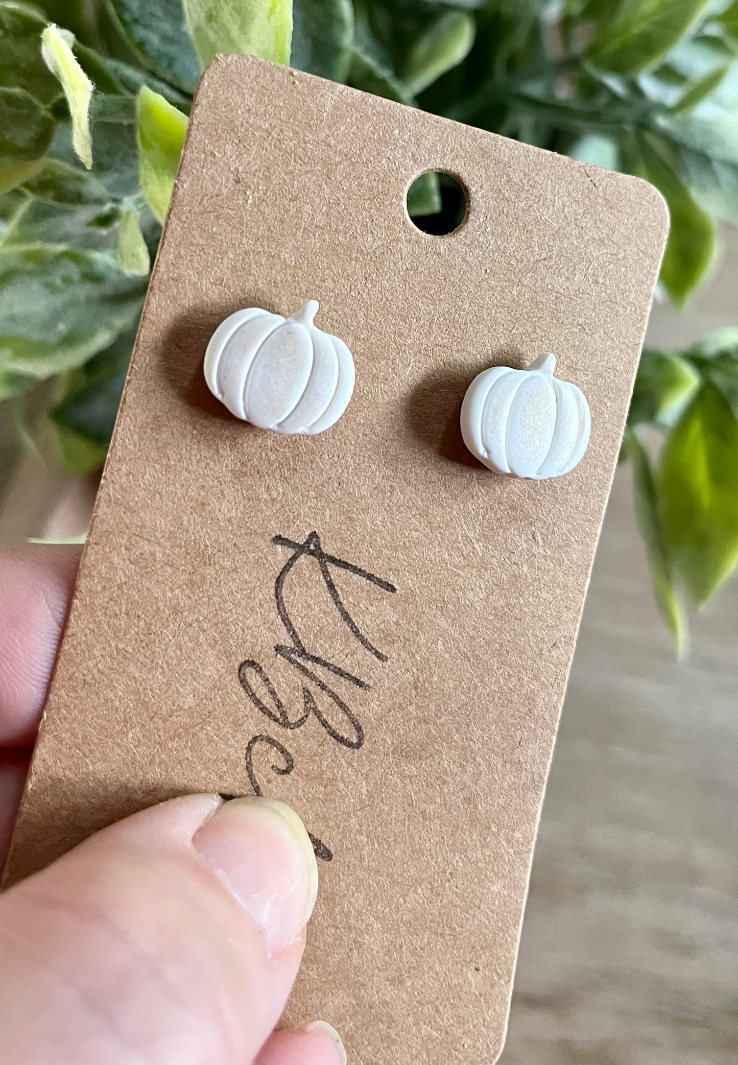 White Small Pumpkin Studs