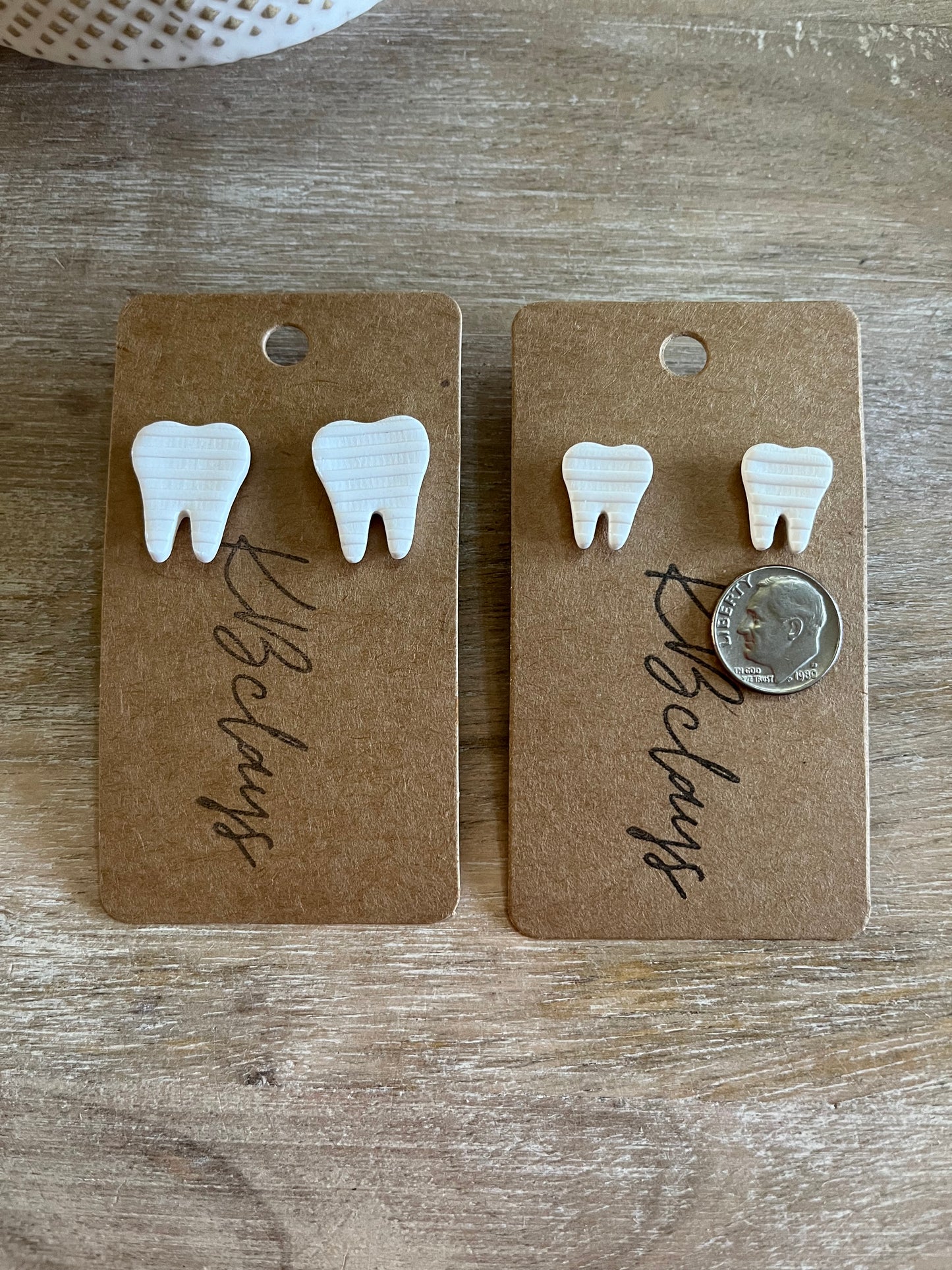 Tiny White Tooth Studs