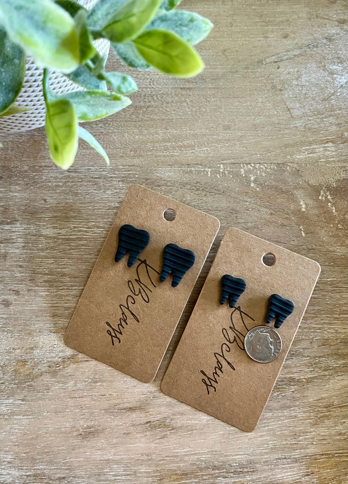 Tiny Black Tooth Studs
