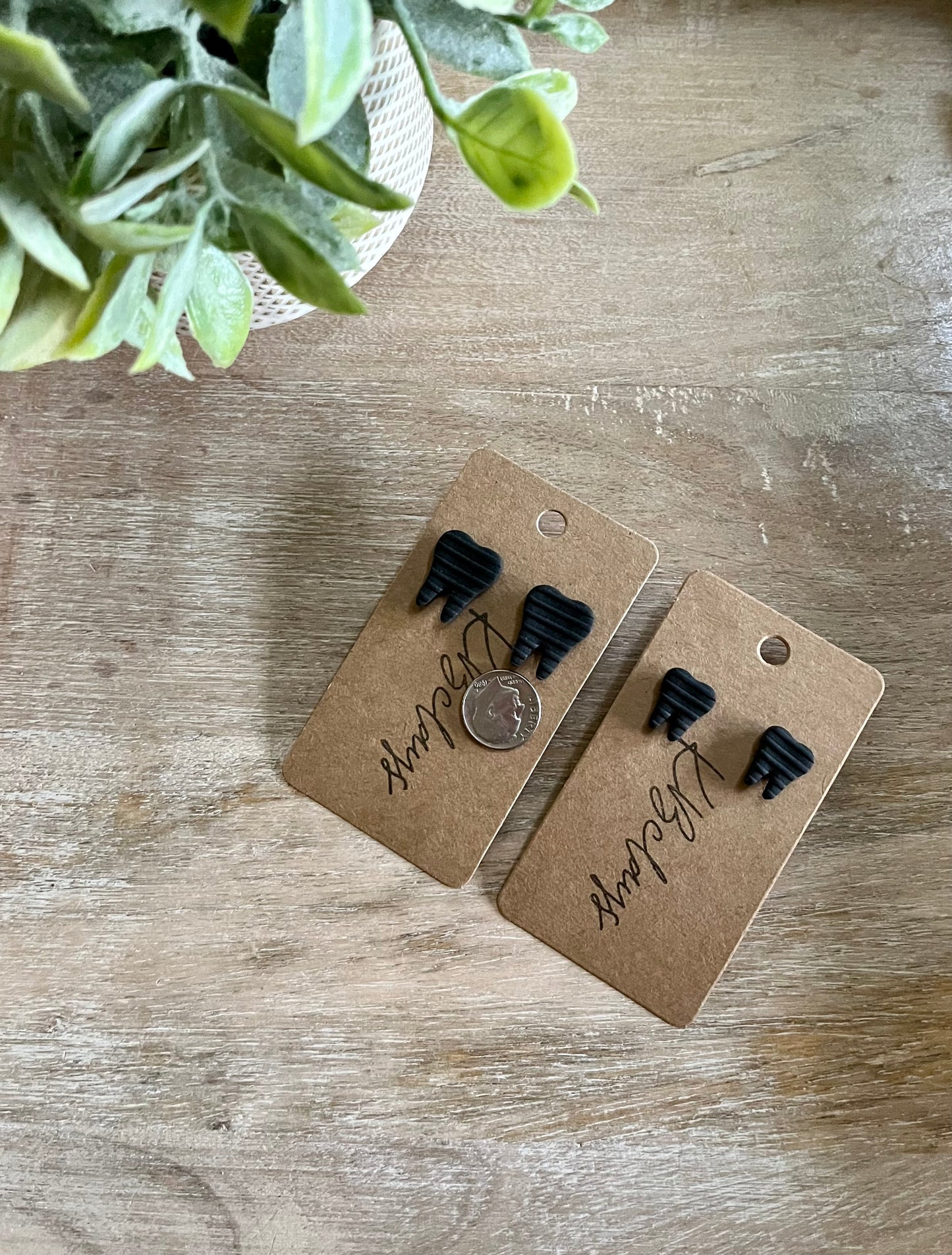 Small Black Tooth Studs