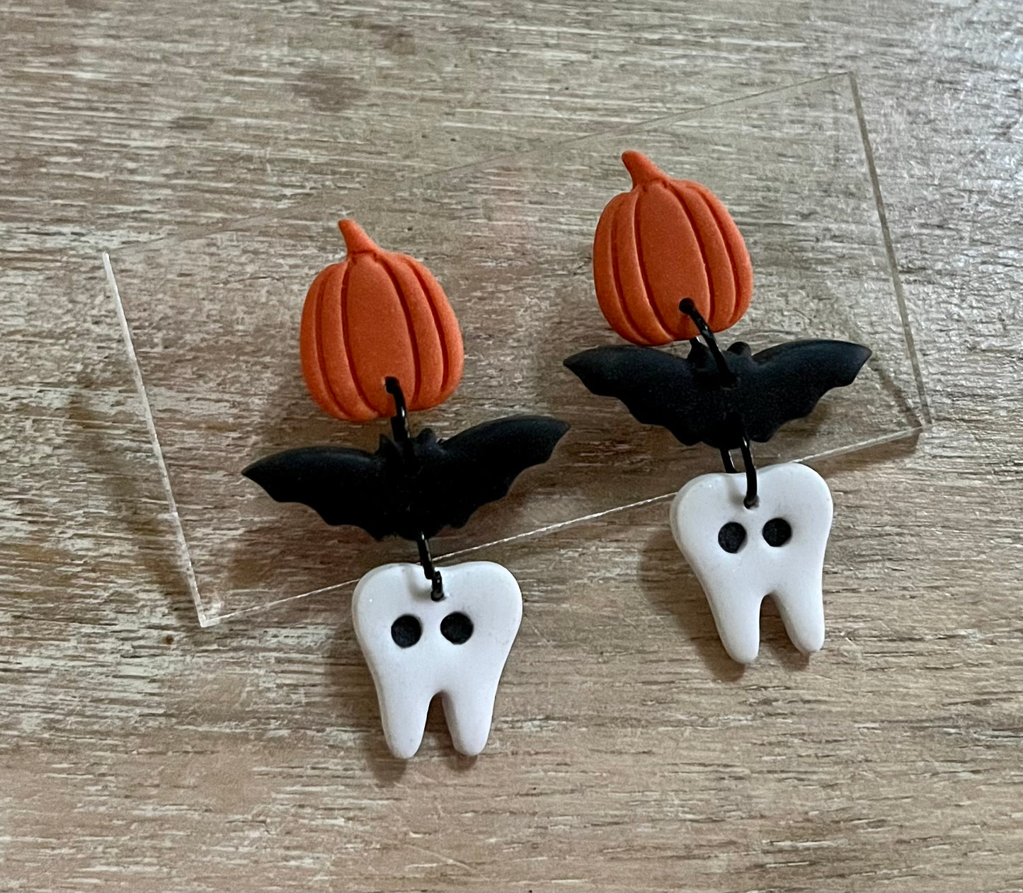 Ghost Tooth, Bat, Pumpkin Post Dangles
