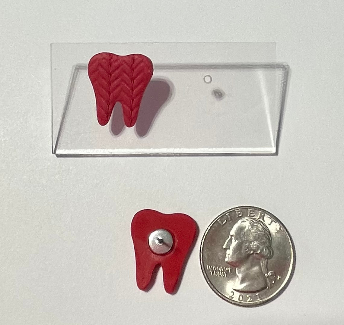 Small Red Sweater Tooth Studs