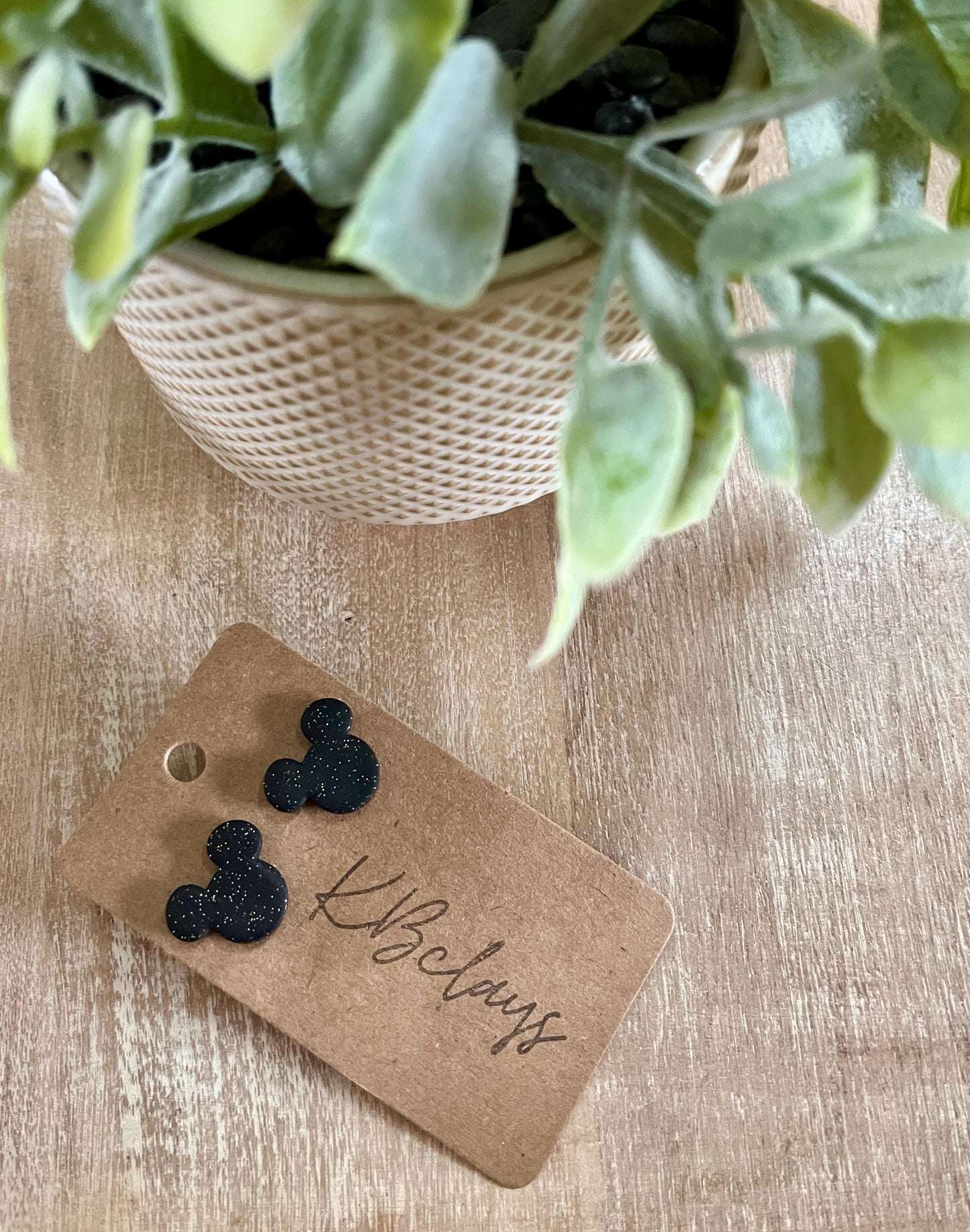 Small Black Mouse Studs