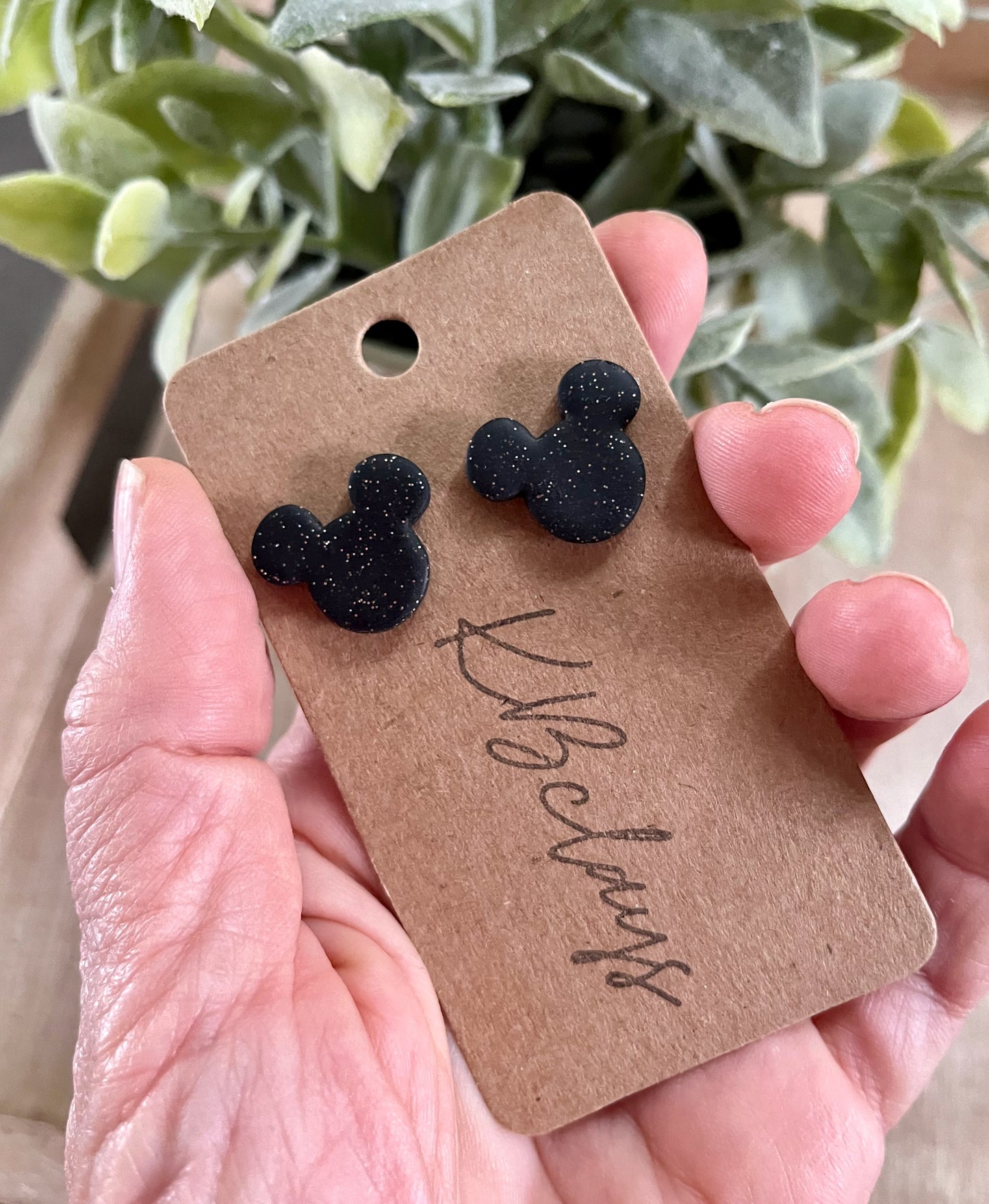 Small Black Mouse Studs