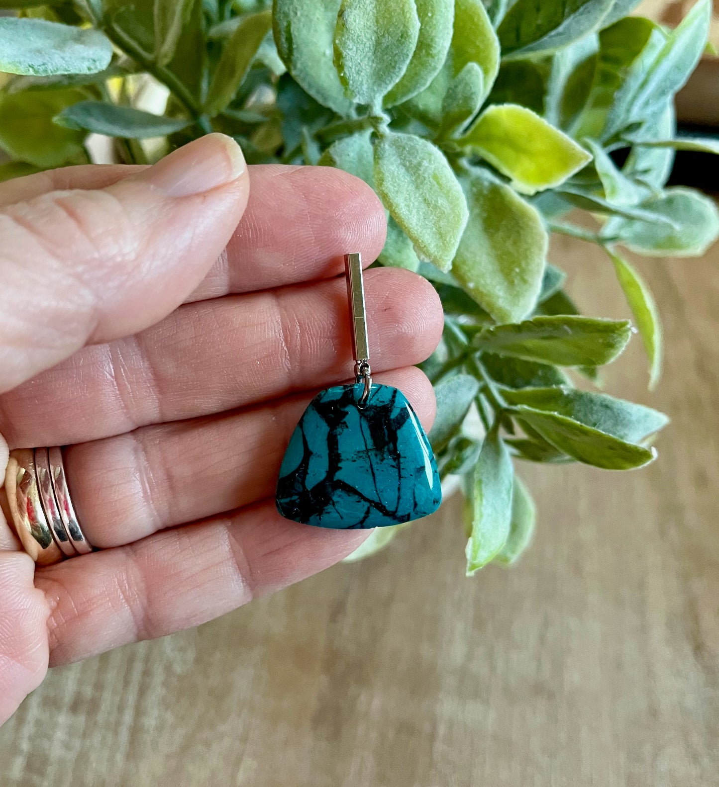 Teal and Black Marble Dangles