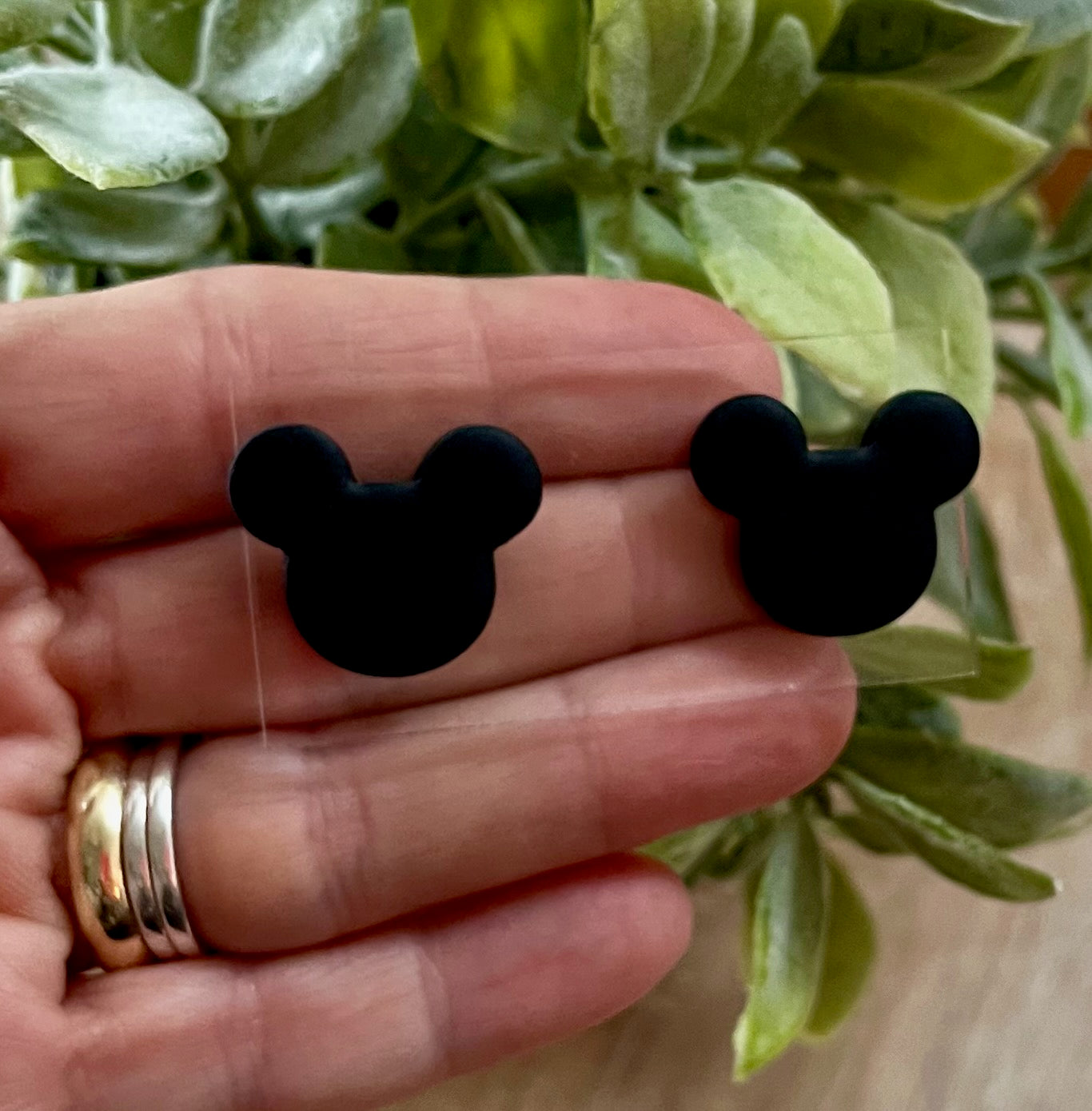 Medium Black Mouse Studs