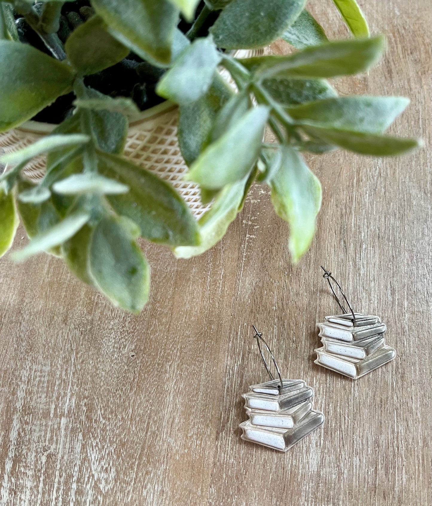 Gold and Gray Book Embossed Hoops