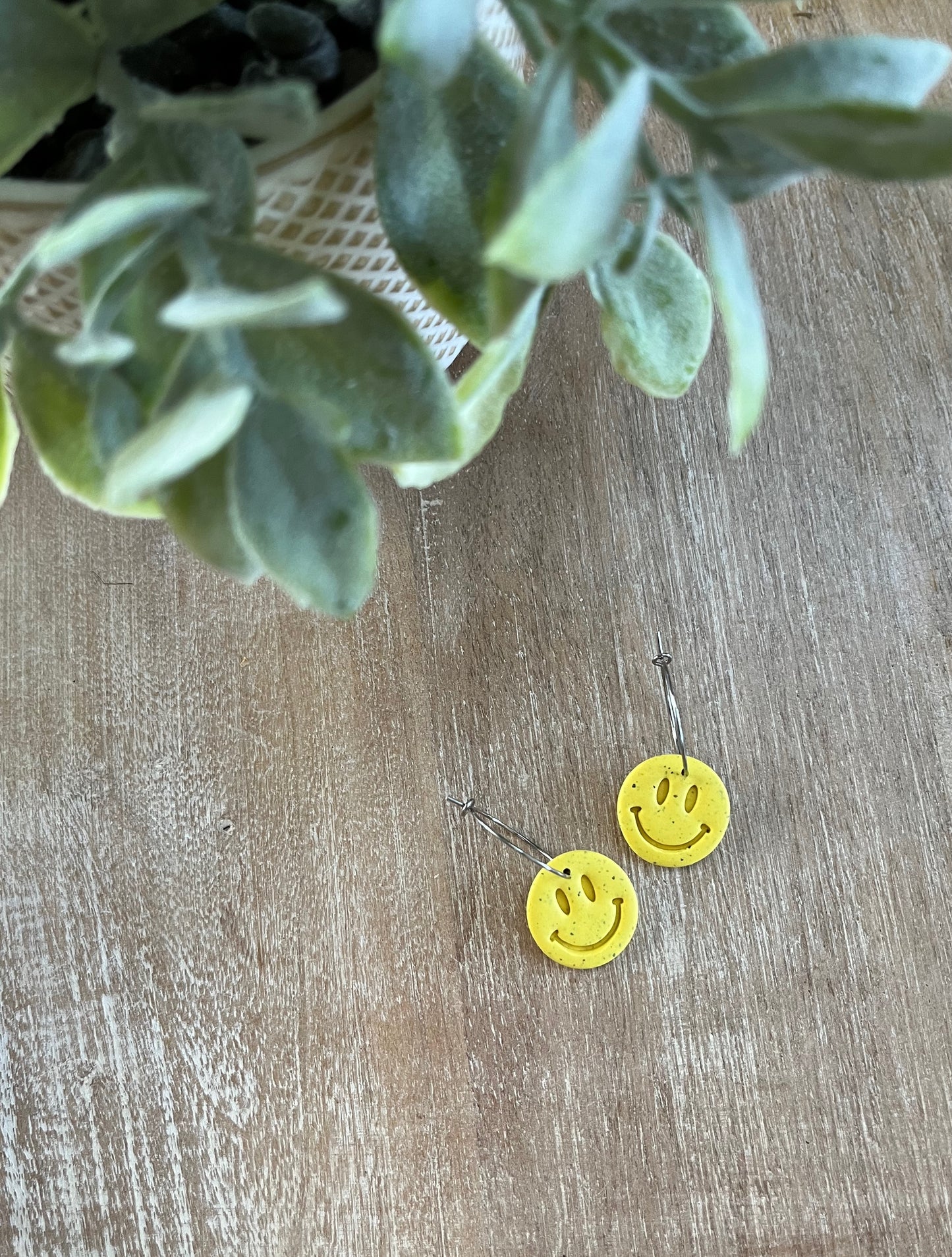 Yellow Smiley Face Hoops