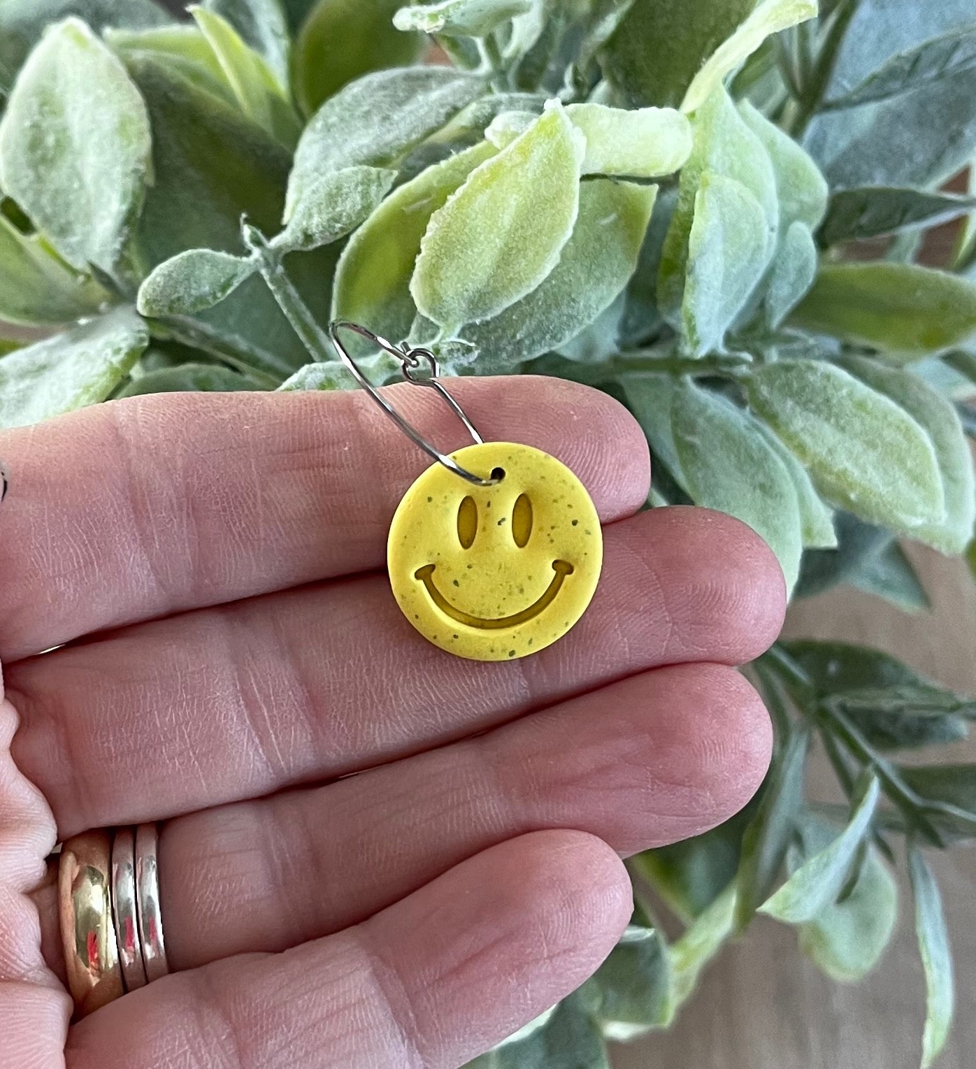 Yellow Smiley Face Hoops