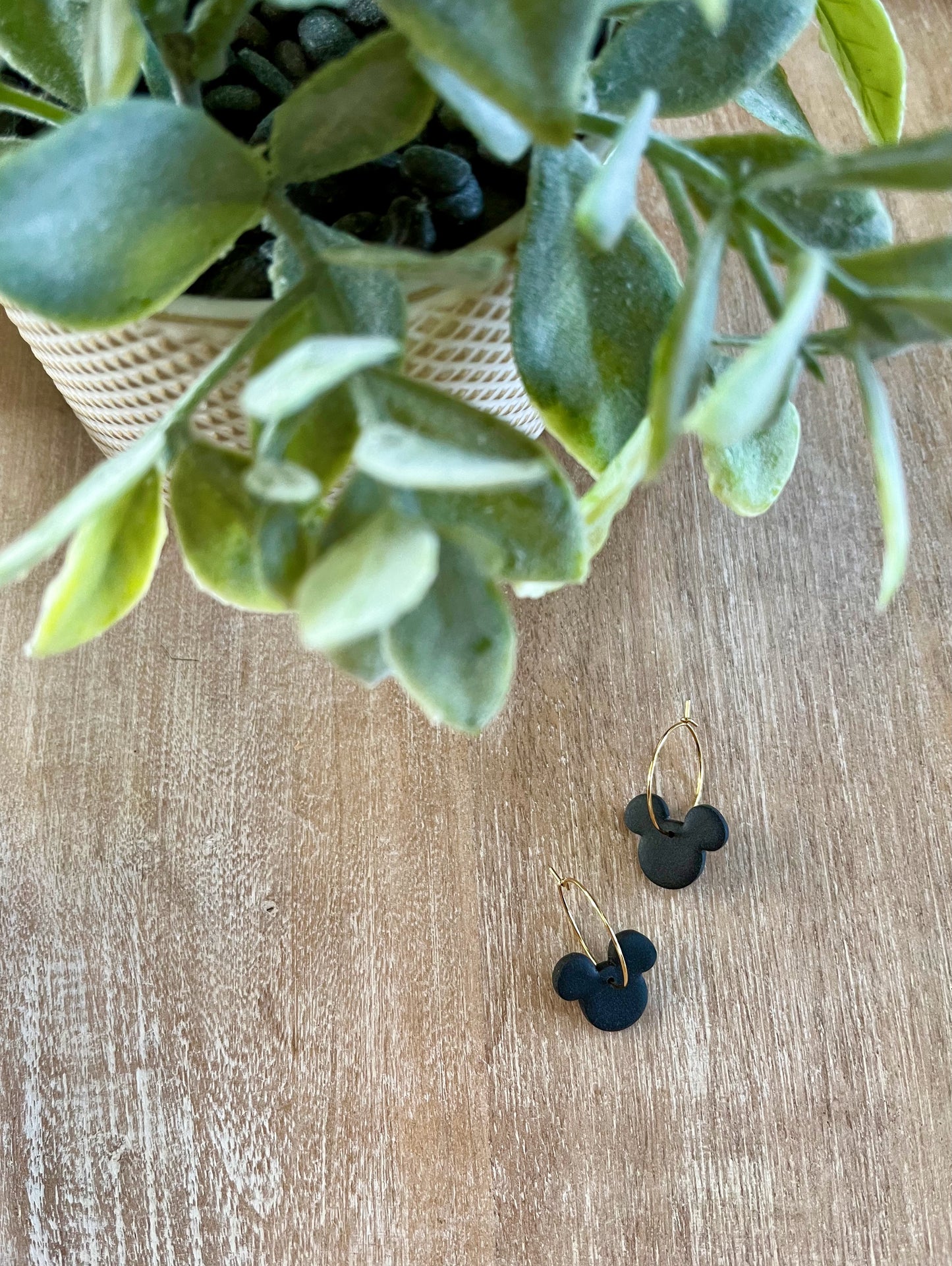 Small Black Mouse Hoops
