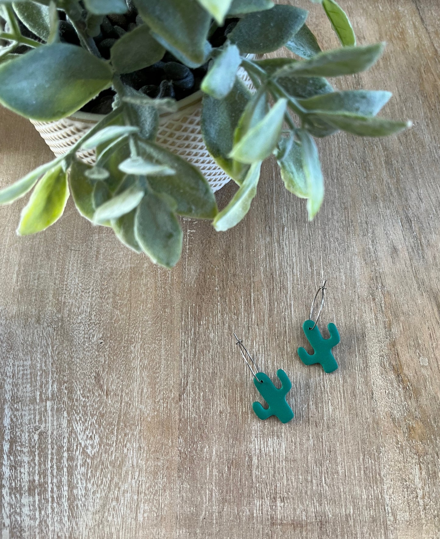 Green Cactus Hoops