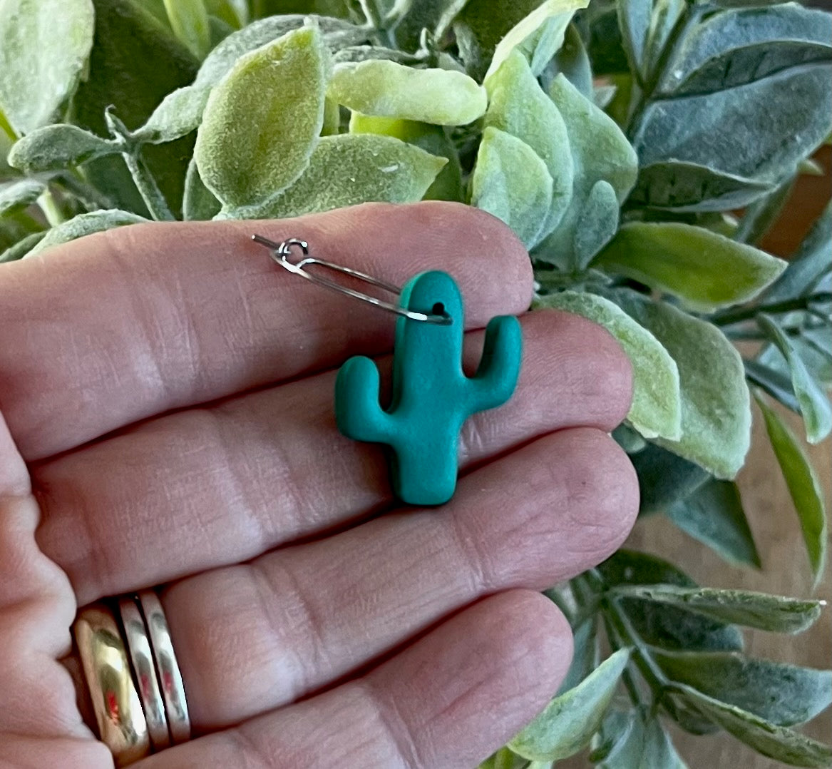 Green Cactus Hoops