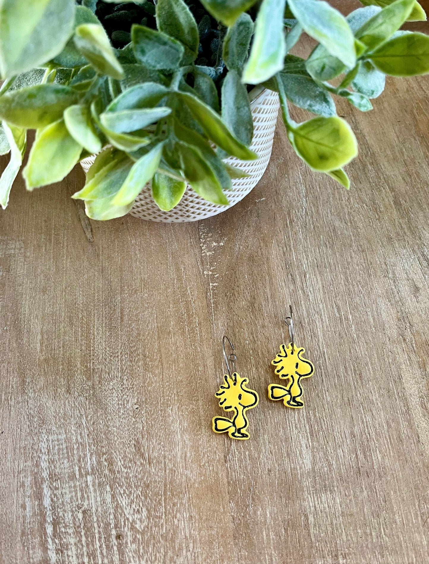 Large Yellow Bird Hoops