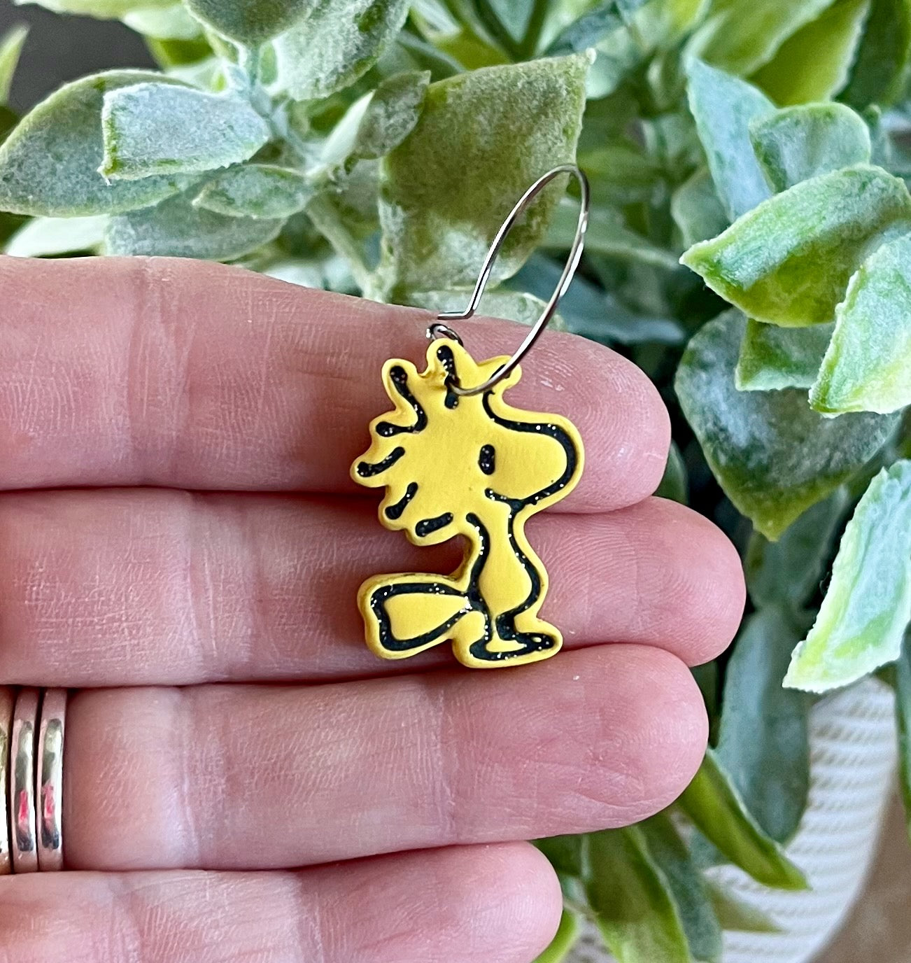 Medium Yellow Bird Hoops