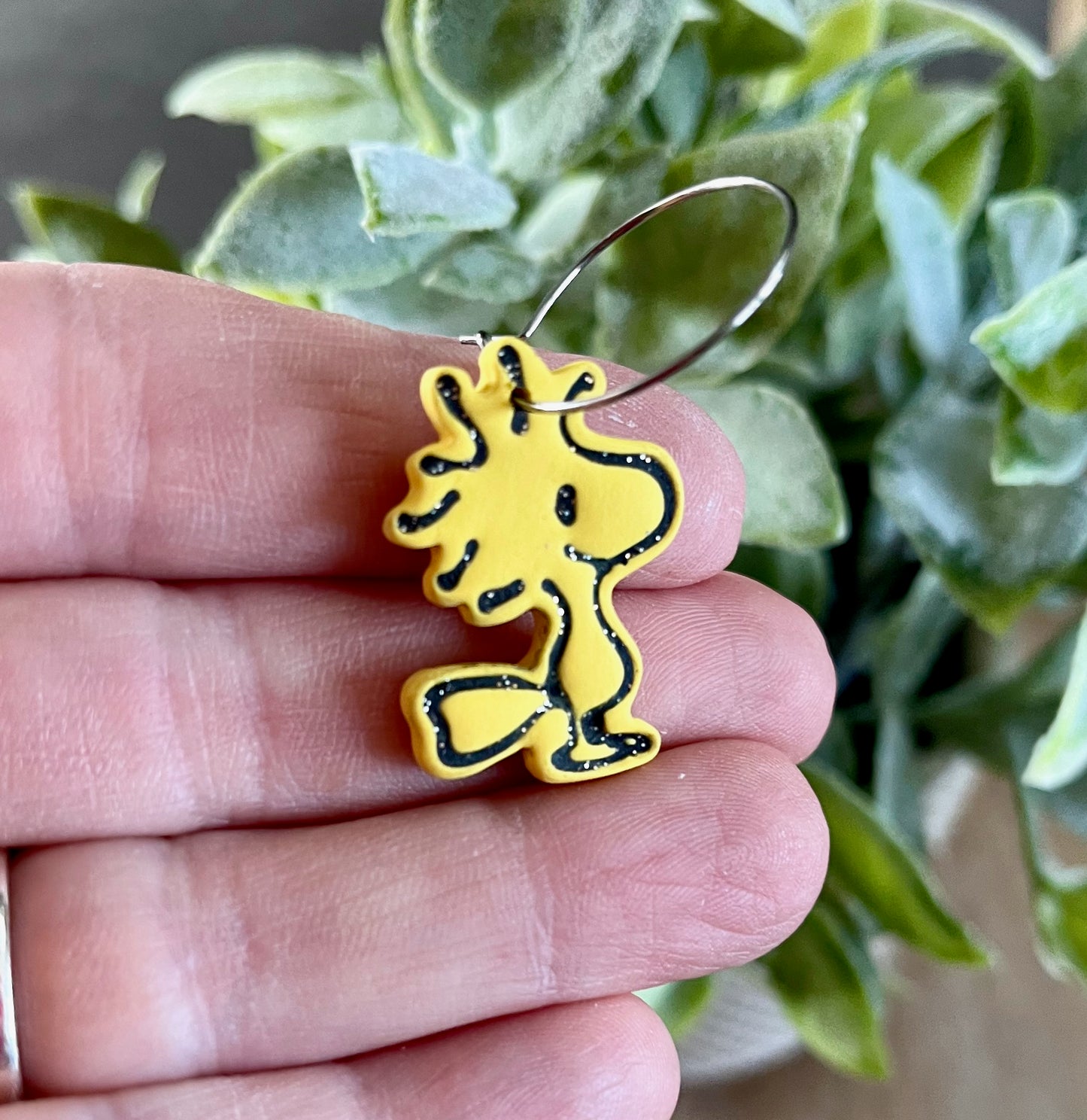 Large Yellow Bird Hoops