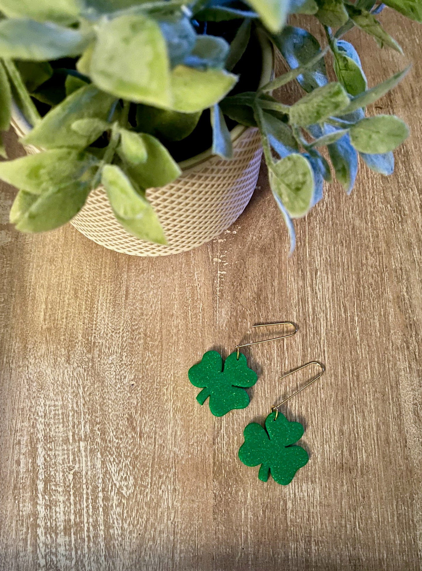 Large Shamrock Paperclip Dangles