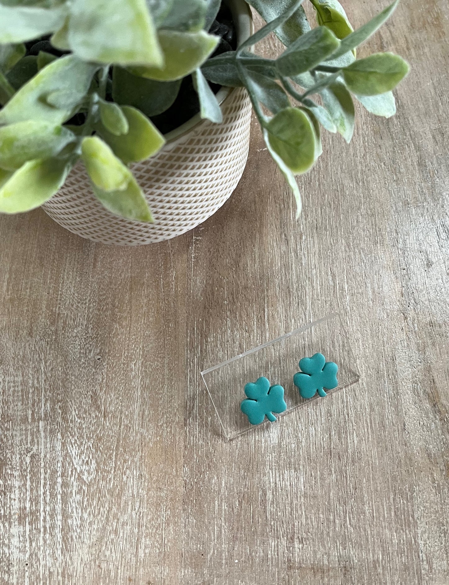 Small Green Shamrock Studs