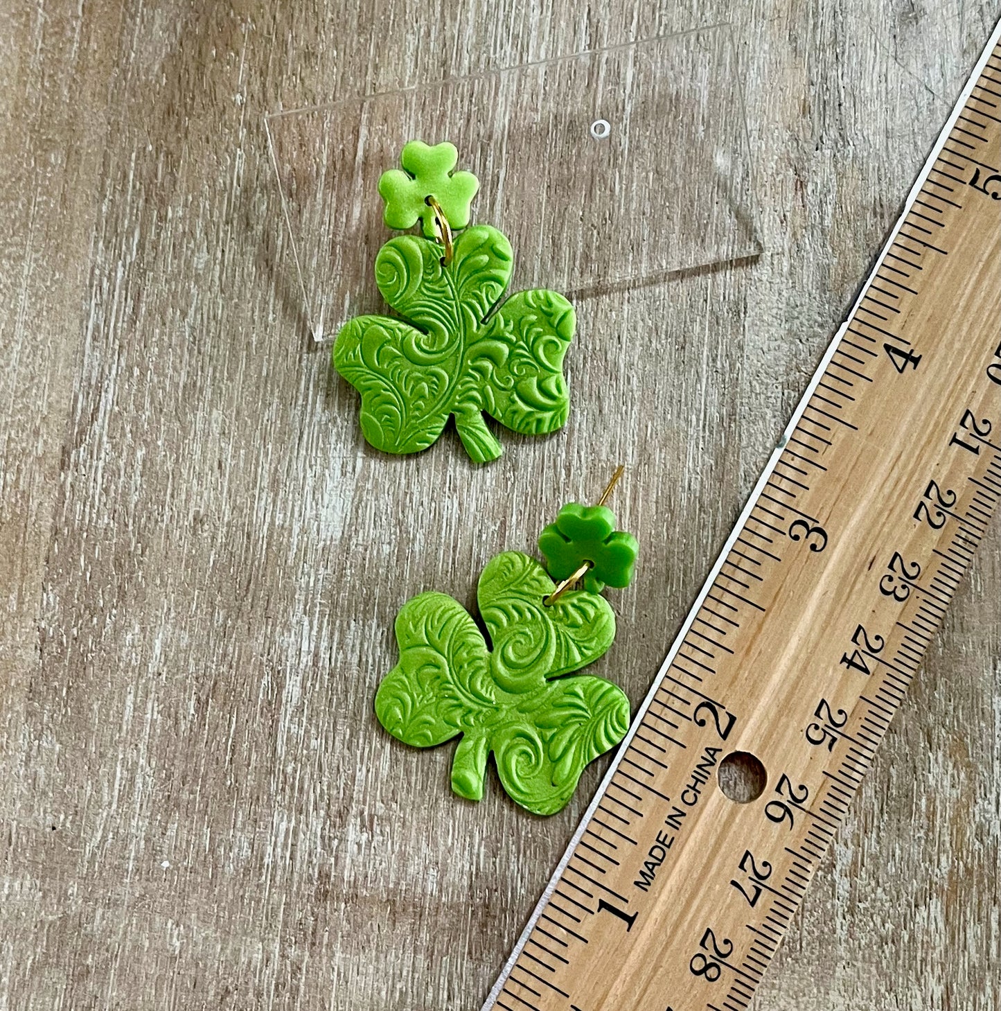 Bright Green Large Shamrock Post Dangles