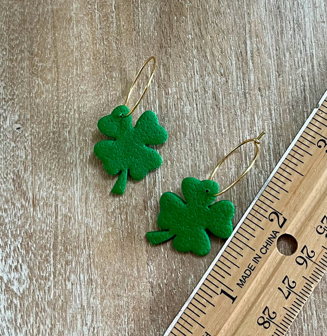 Green 4 Leaf Clover Hoops