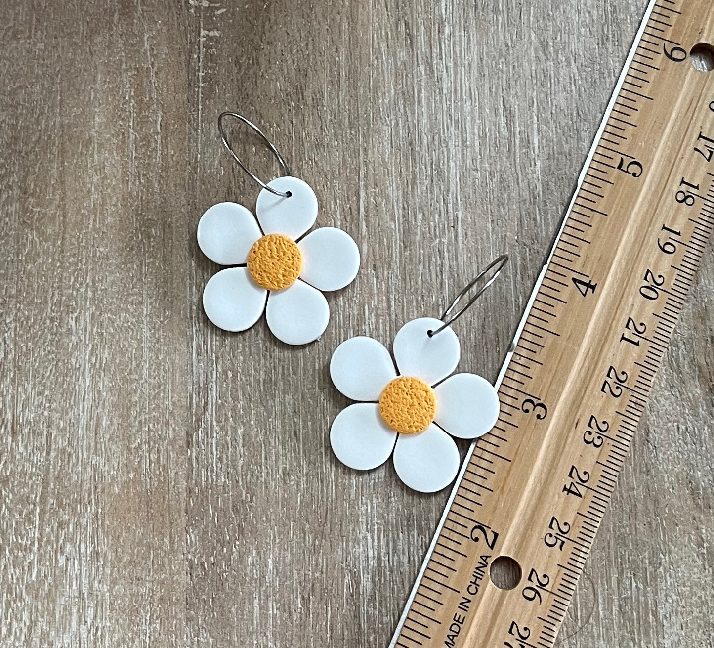 White Daisy Hoops
