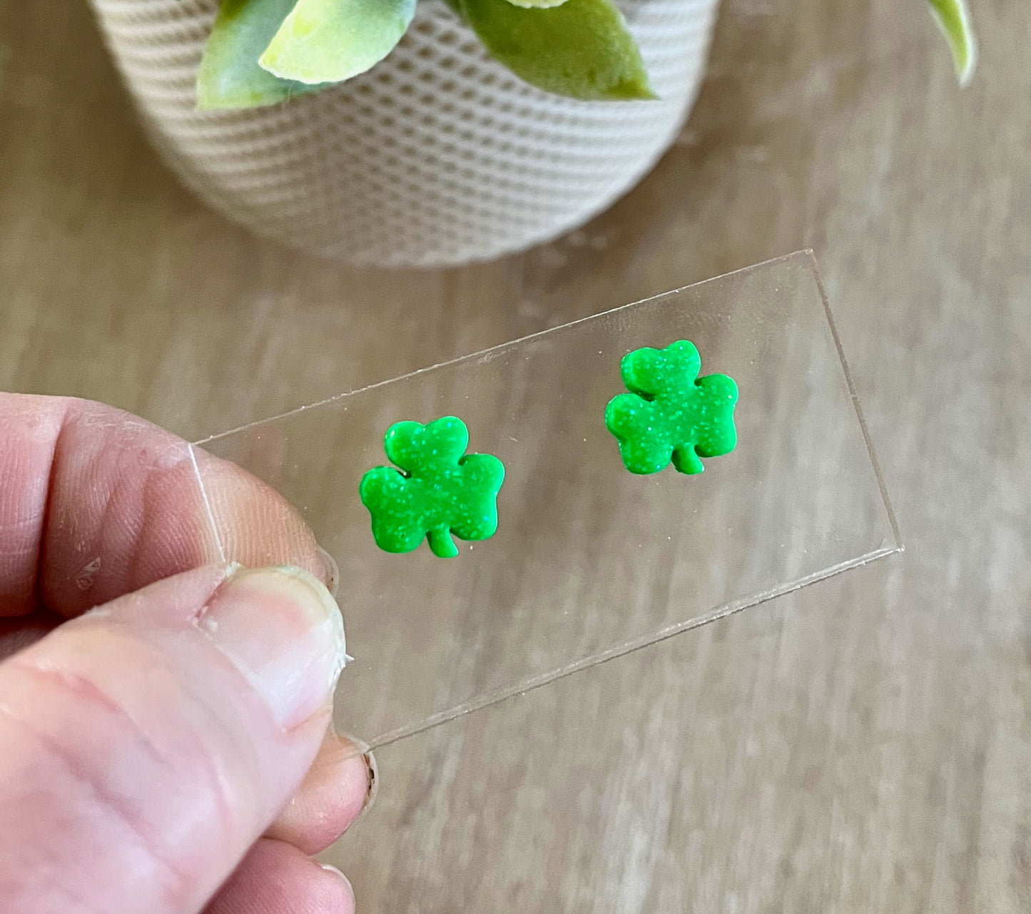 Extra Small Bright Green Shamrock Studs