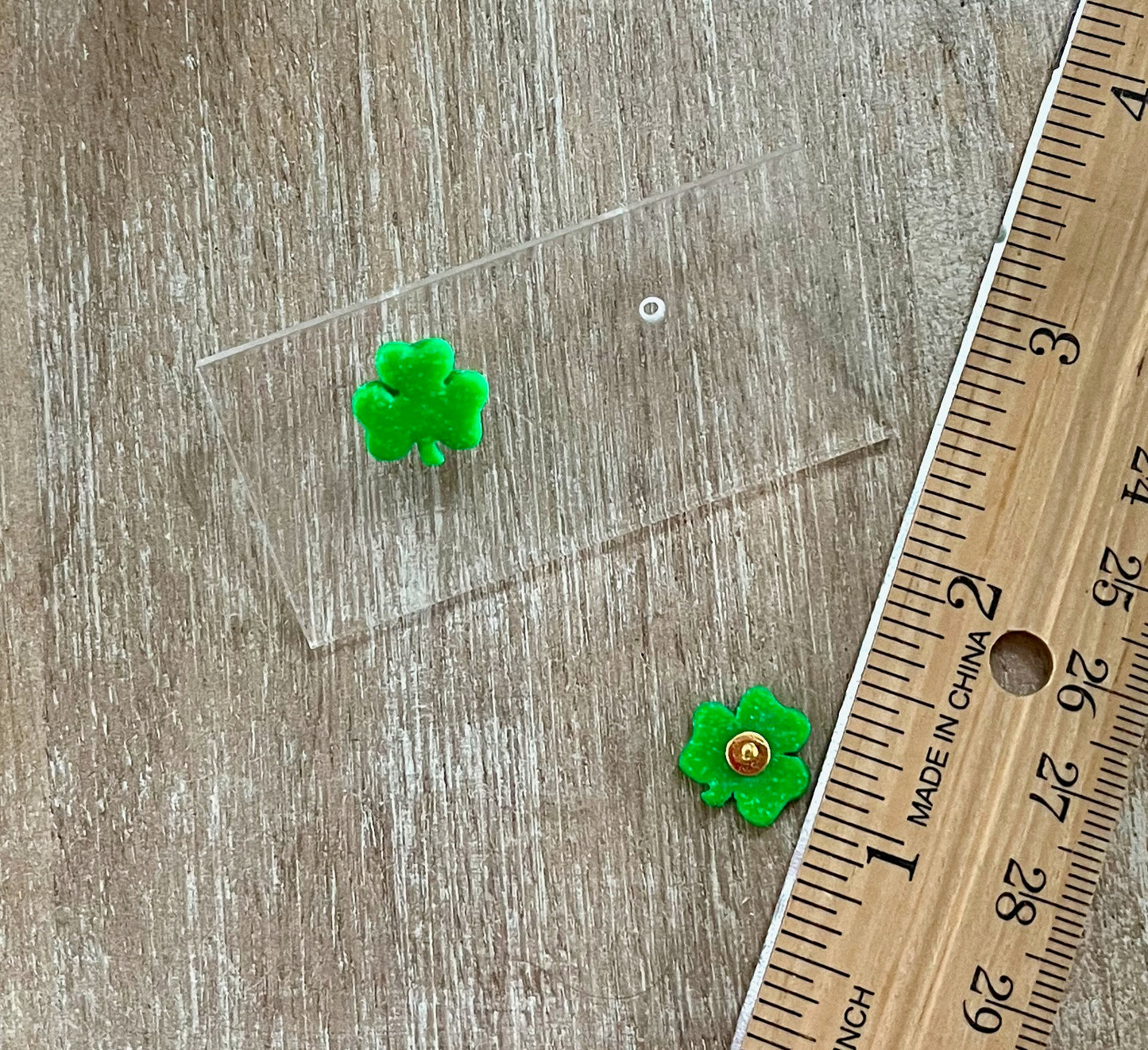 Extra Small Bright Green Shamrock Studs