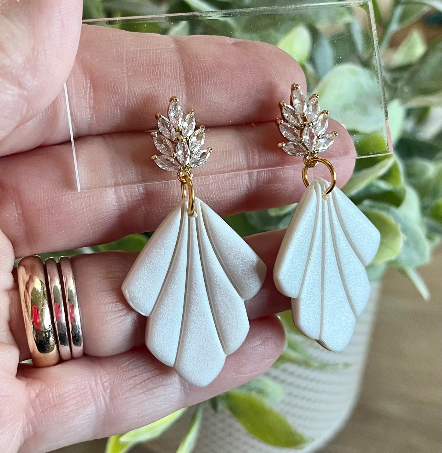 Zircon Post Scallop Dangles