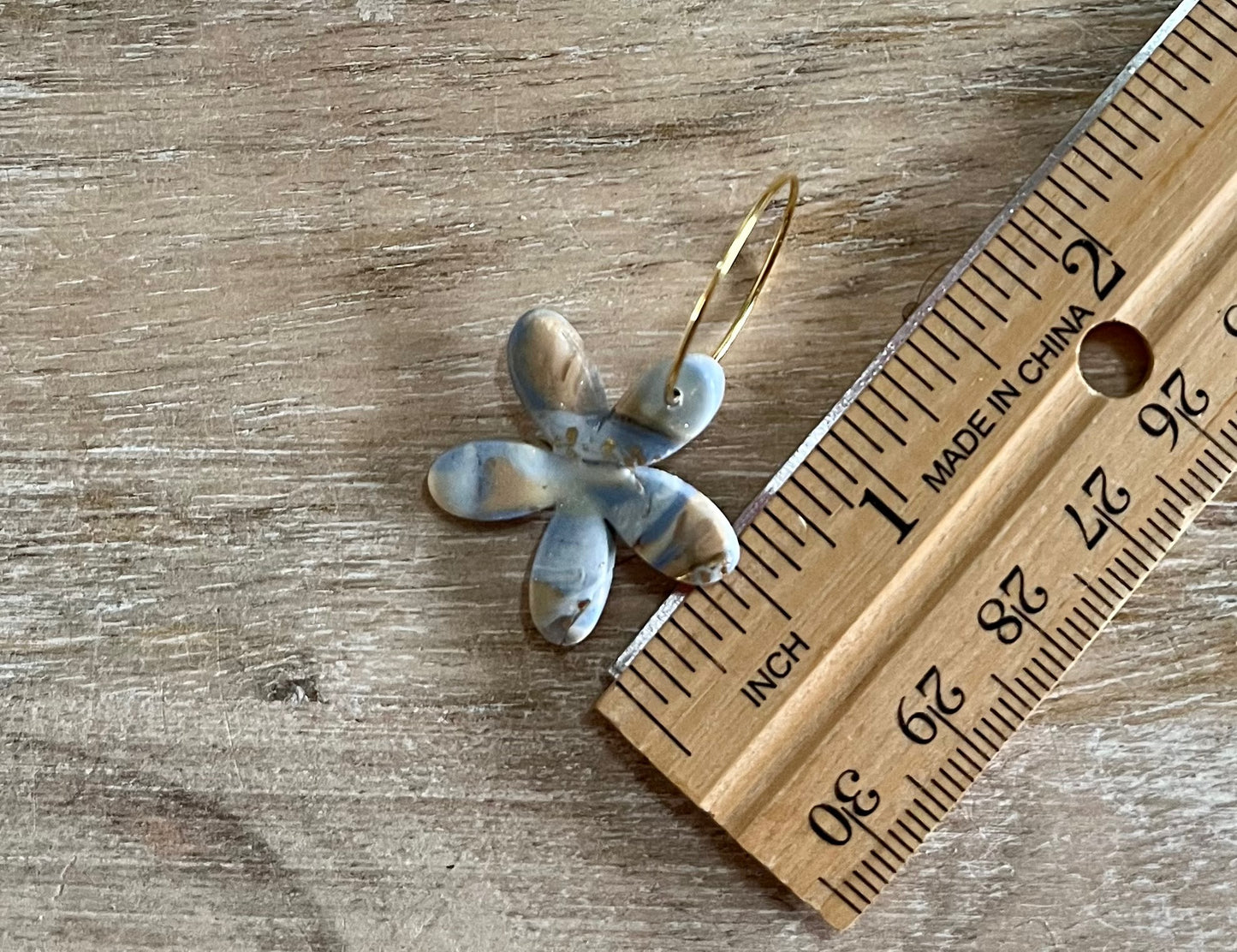 Blue Marble Flower Hoops