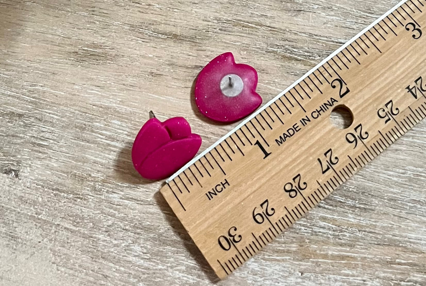 Fuchsia Small Pink Tulip Studs