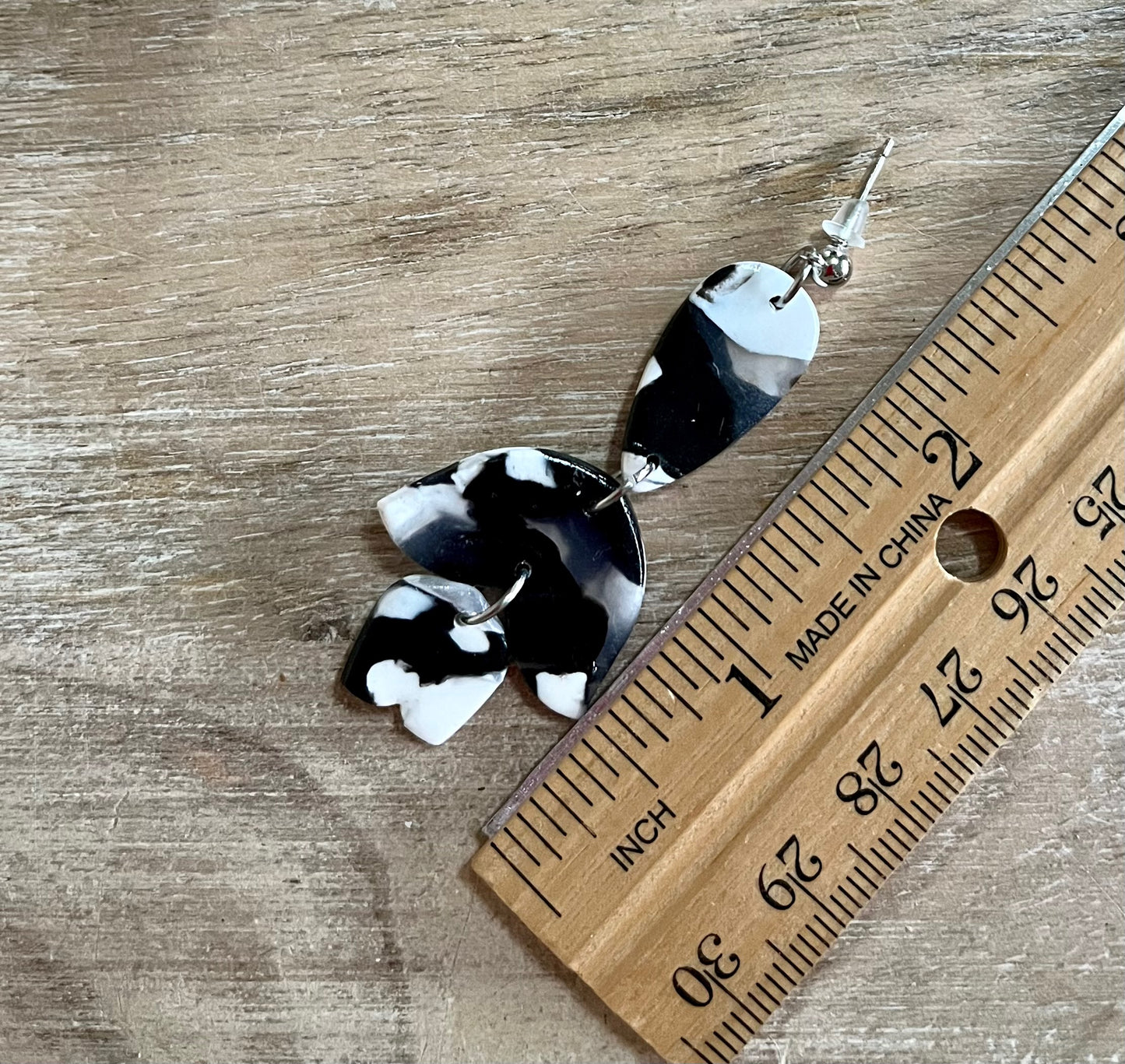 Black and White Marble Tulip Dangles