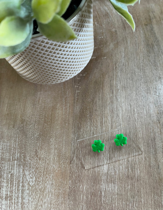 Extra Small Bright Green Shamrock Studs