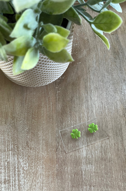 Extra Small Green Shamrock Studs