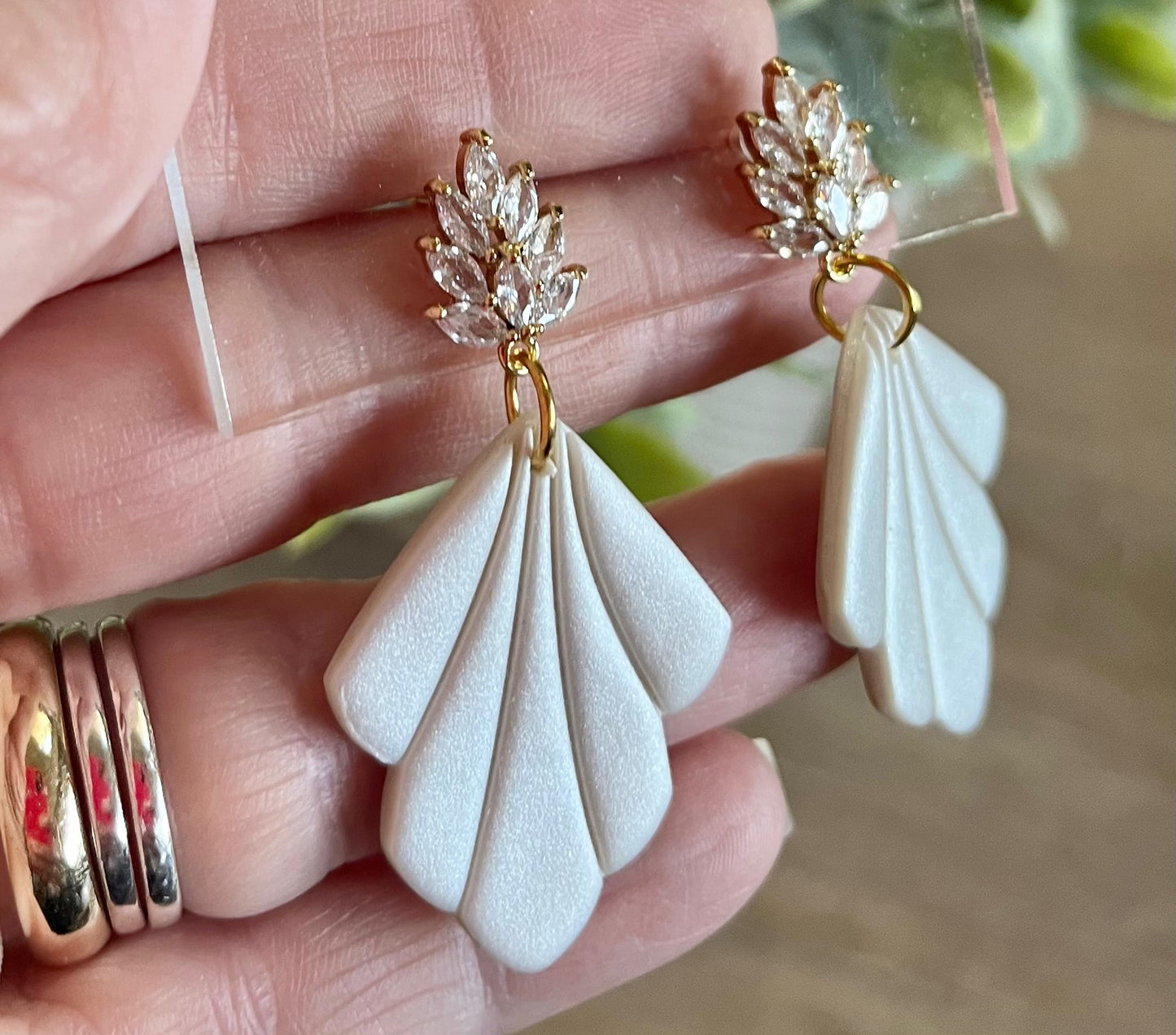 Zircon Post Scallop Dangles